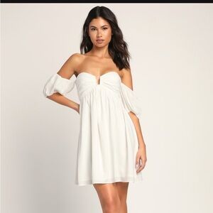 Lulu’s My Dream Date White Strapless Dress *SLEEVES REMOVED*